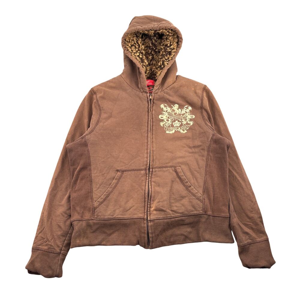 Vintage Y2K Lip Service Faux Fur Lined Full Zip Hoodie Women's Large Grunge